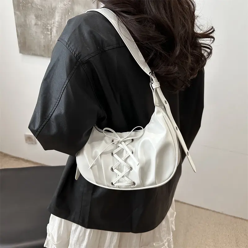Red Lace-Up Crossbody Bag for Women - Image 5
