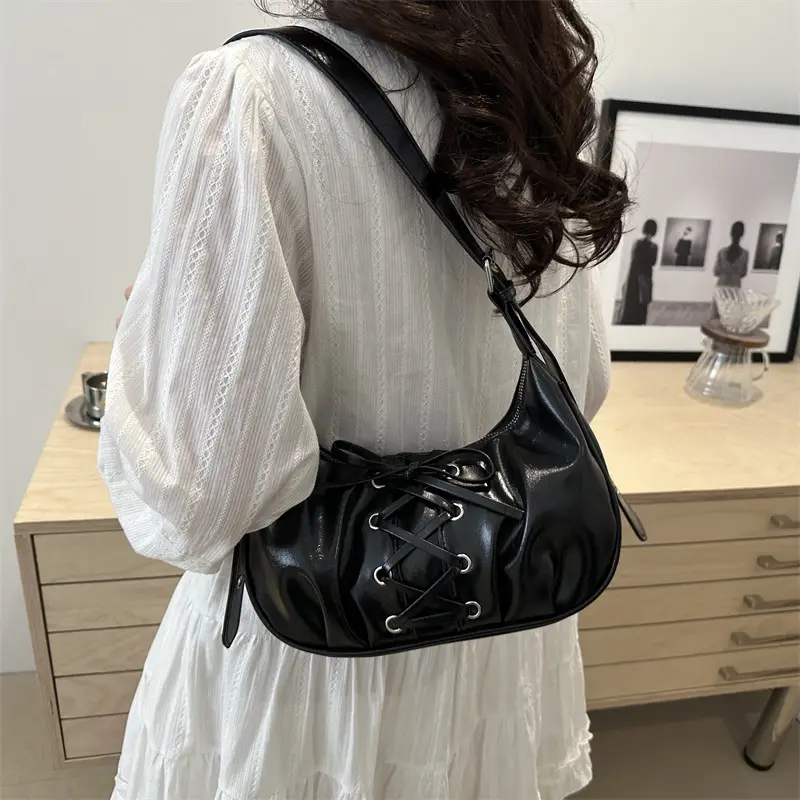 Red Lace-Up Crossbody Bag for Women - Image 6