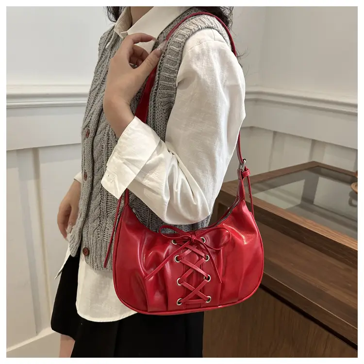 Red Lace-Up Crossbody Bag for Women — feature 15