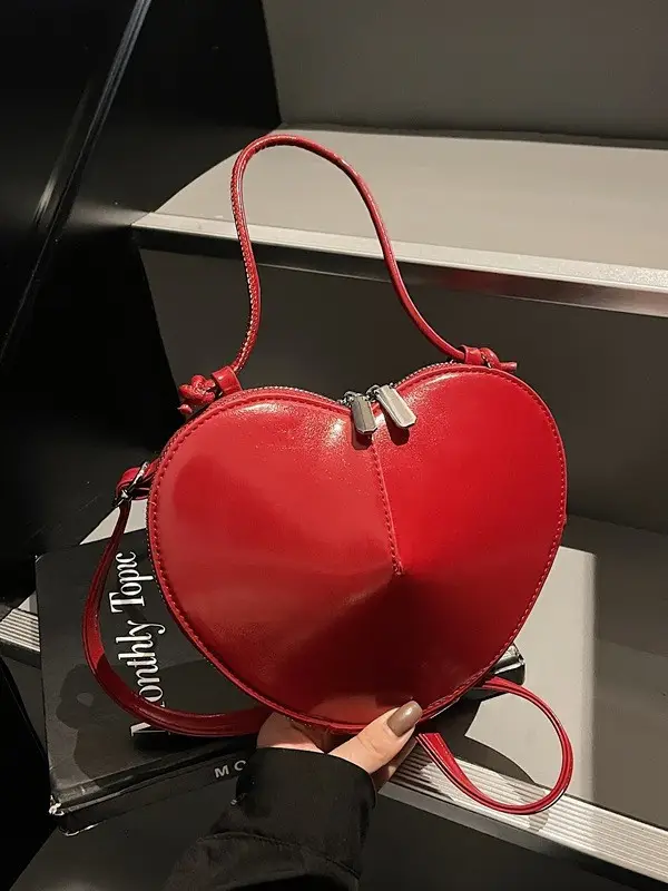 Red Heart-Shaped Women's Shoulder Bag 2024 Winter New Arrival - Image 5