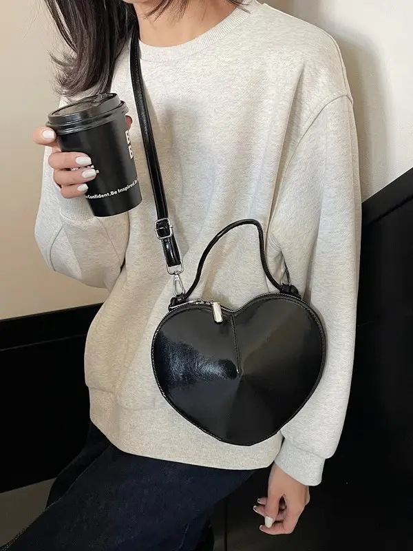 Red Heart-Shaped Women's Shoulder Bag 2024 Winter New Arrival - Image 8