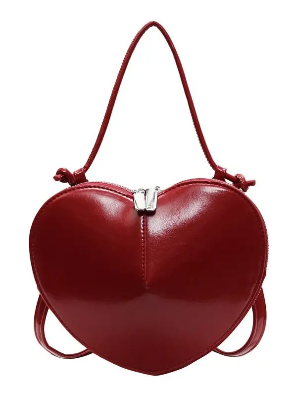 Red Heart-Shaped Women's Shoulder Bag 2024 Winter New Arrival - Image 9