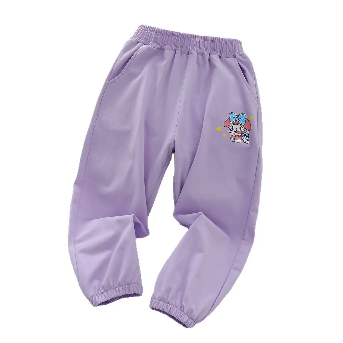 Girls Grey Sweatpants 2025 Summer Casual Ice Porcelain Embroidery - Image 8