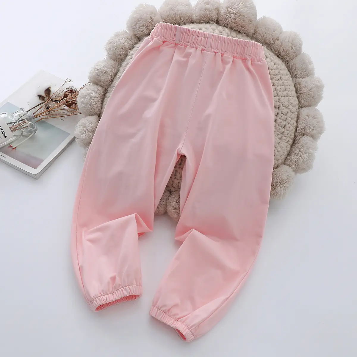 Girls Grey Sweatpants 2025 Summer Casual Ice Porcelain Embroidery — feature 7