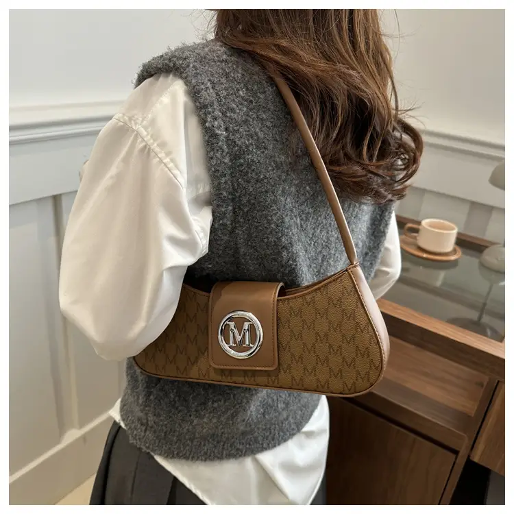 Underarm Bag with Letter Print, White, Large Capacity, Shoulder Style — feature 13