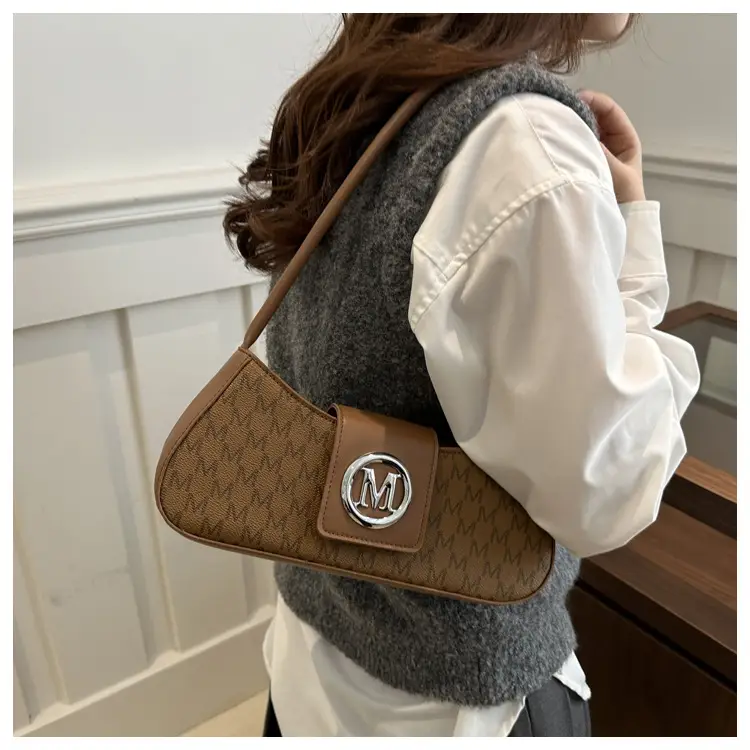 Underarm Bag with Letter Print, White, Large Capacity, Shoulder Style — feature 14