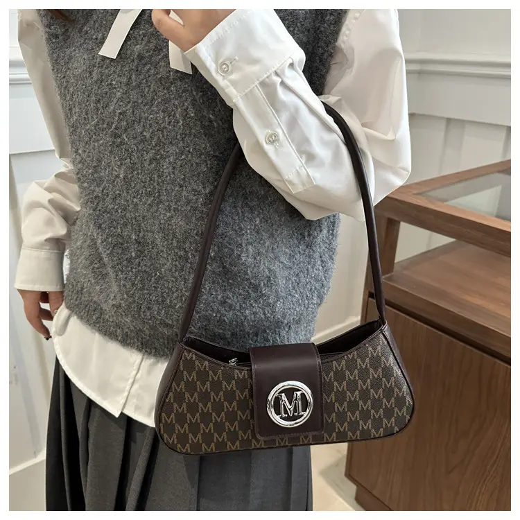 Underarm Bag with Letter Print, White, Large Capacity, Shoulder Style — feature 15