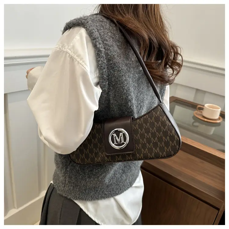 Underarm Bag with Letter Print, White, Large Capacity, Shoulder Style — feature 16