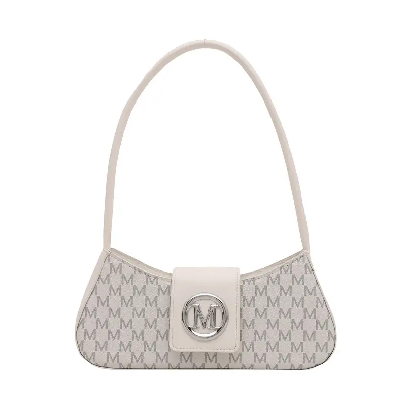 Underarm Bag with Letter Print, White, Large Capacity, Shoulder Style - Image 2