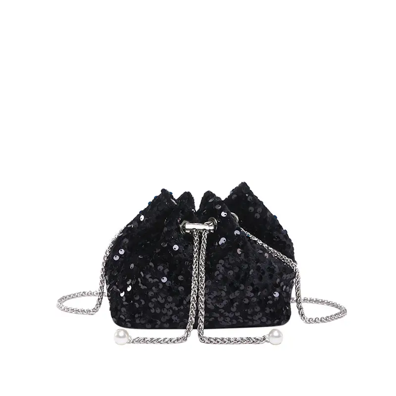 Sequins & Pearl Chain Shoulder Bag Women