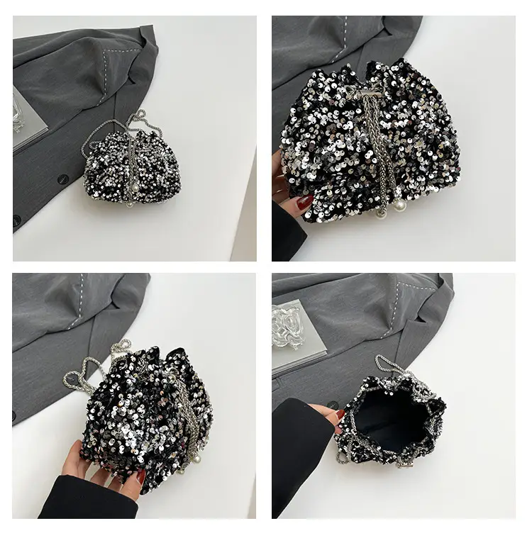 Sequins & Pearl Chain Shoulder Bag Women — feature 10