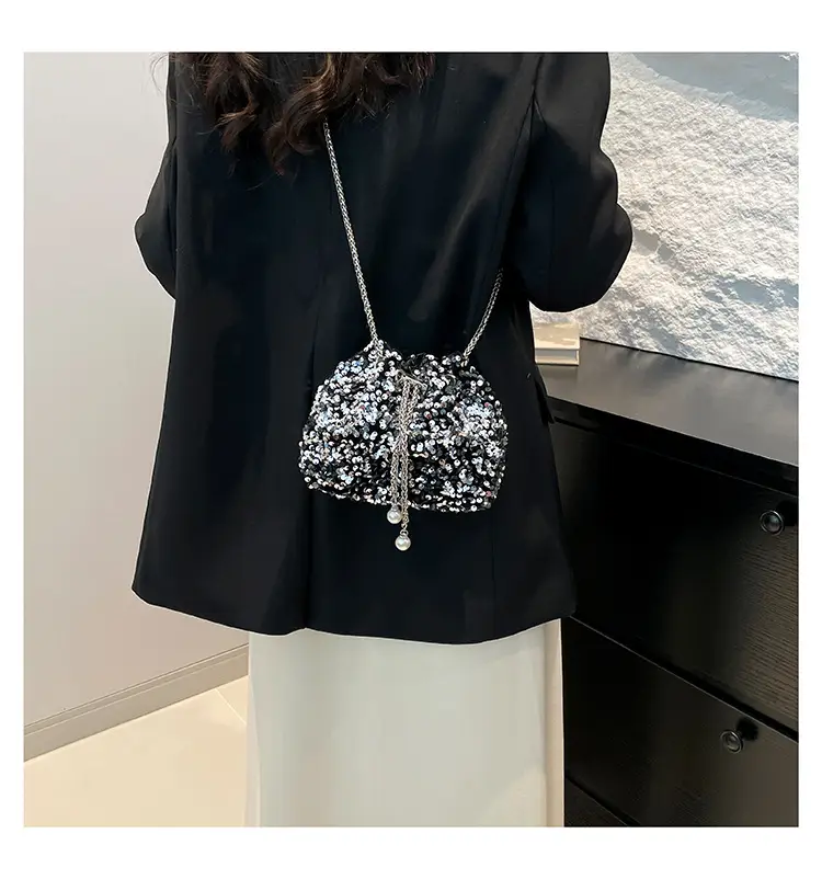Sequins & Pearl Chain Shoulder Bag Women — feature 14