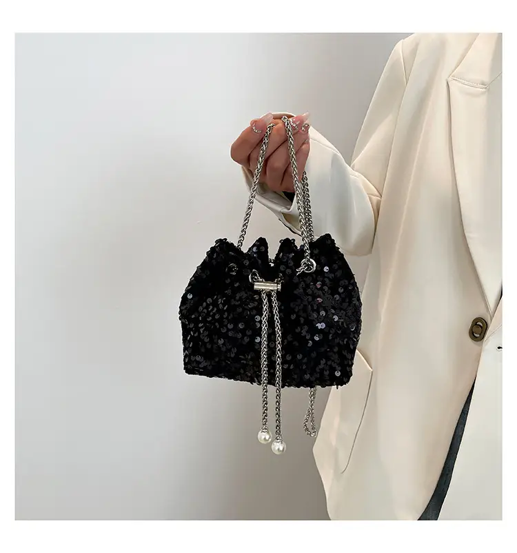 Sequins & Pearl Chain Shoulder Bag Women — feature 16