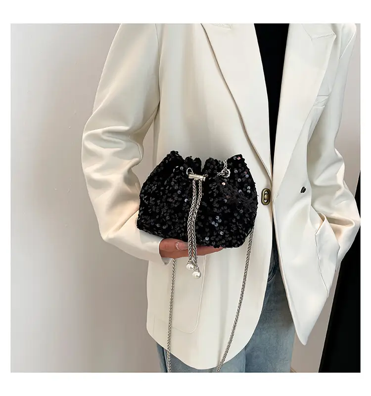 Sequins & Pearl Chain Shoulder Bag Women — feature 17