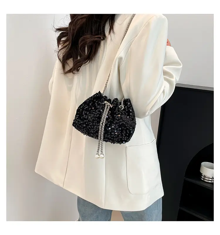 Sequins & Pearl Chain Shoulder Bag Women — feature 20