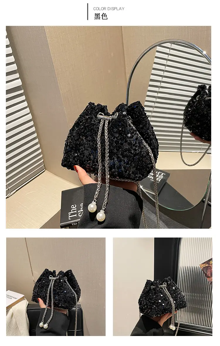 Sequins & Pearl Chain Shoulder Bag Women — feature 21