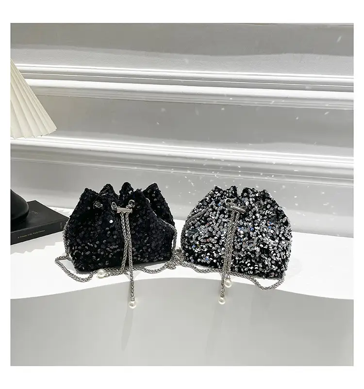 Sequins & Pearl Chain Shoulder Bag Women — feature 23