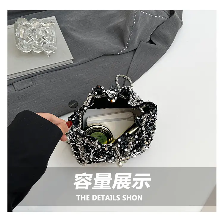 Sequins & Pearl Chain Shoulder Bag Women — feature 8
