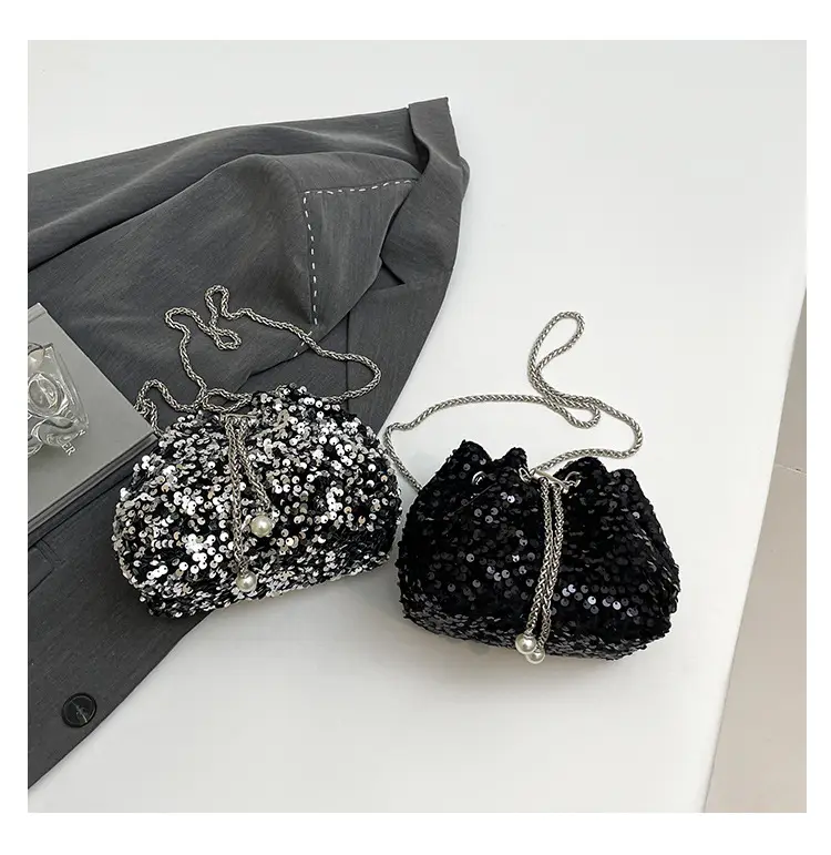 Sequins & Pearl Chain Shoulder Bag Women — feature 9