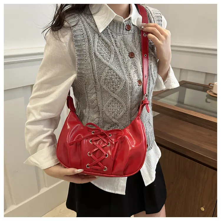 White Pleated Shoulder Bag with Bow Strap for Women — feature 15