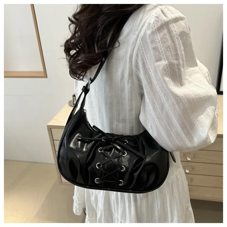 White Pleated Shoulder Bag with Bow Strap for Women — feature 17