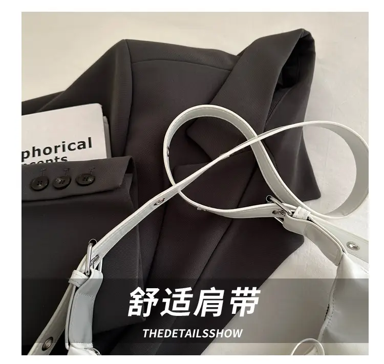 White Pleated Shoulder Bag with Bow Strap for Women — feature 4