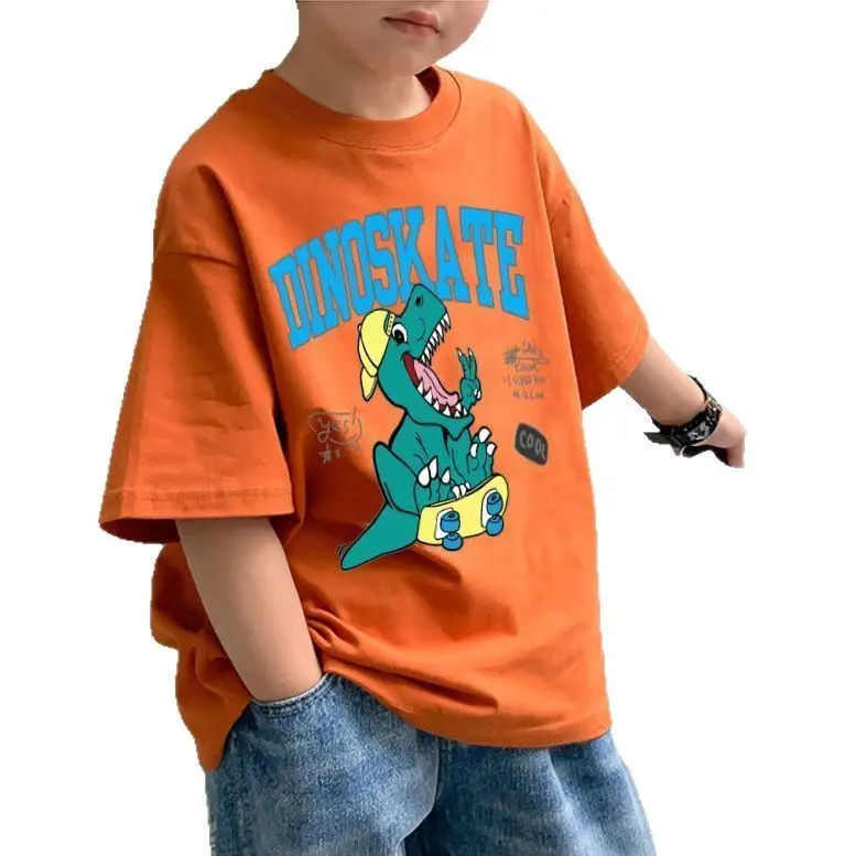 2025 Summer Boys T-Shirt Orange Korean Style Short Sleeve - Image 20