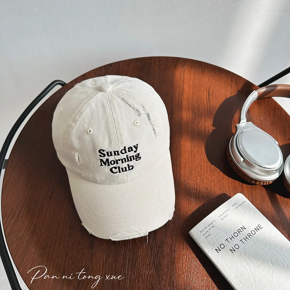 Sunday Morning Club Baseball Cap Red White Black — feature 28