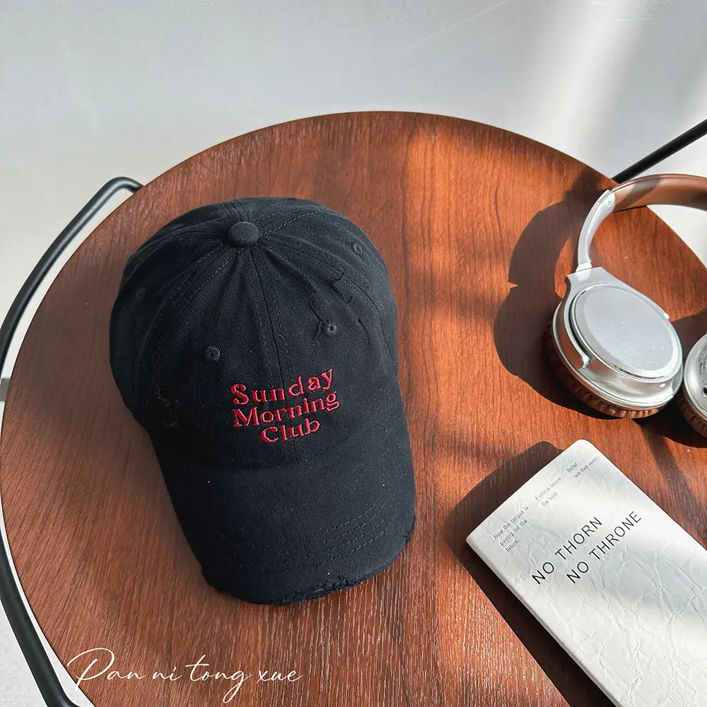 Sunday Morning Club Baseball Cap Red White Black - Image 2
