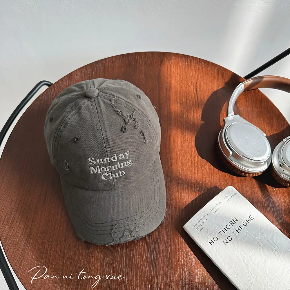Sunday Morning Club Baseball Cap Red White Black - Image 3