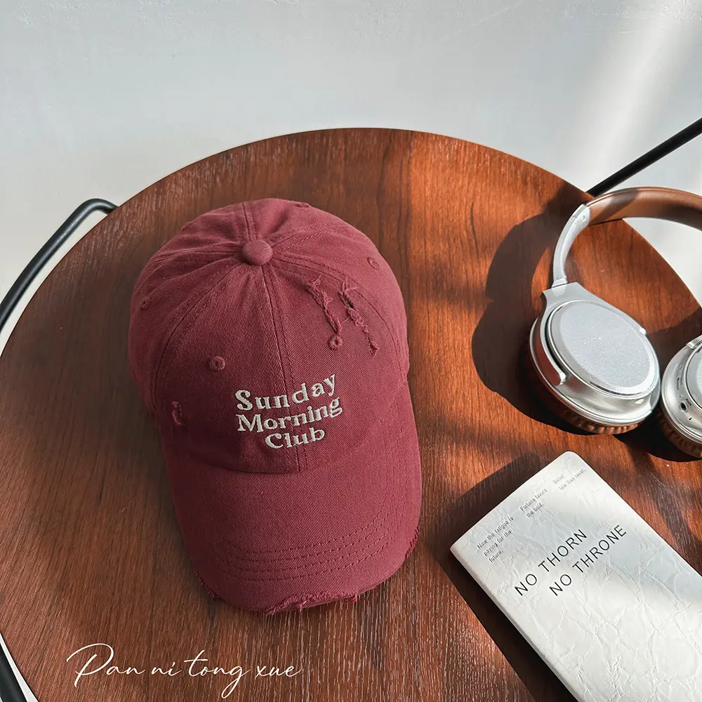 Sunday Morning Club Baseball Cap Red White Black - Image 5