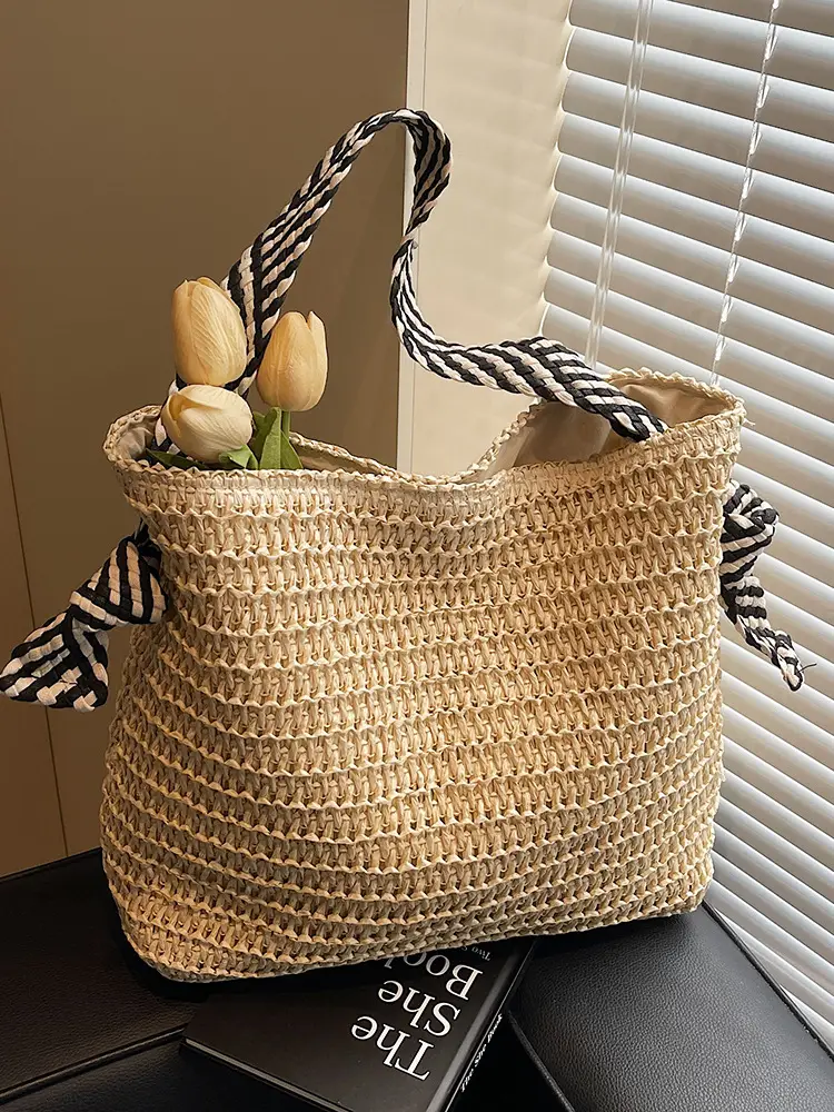 2025 Straw Tote Bag Women Casual Shoulder Bag Large Capacity - Image 5
