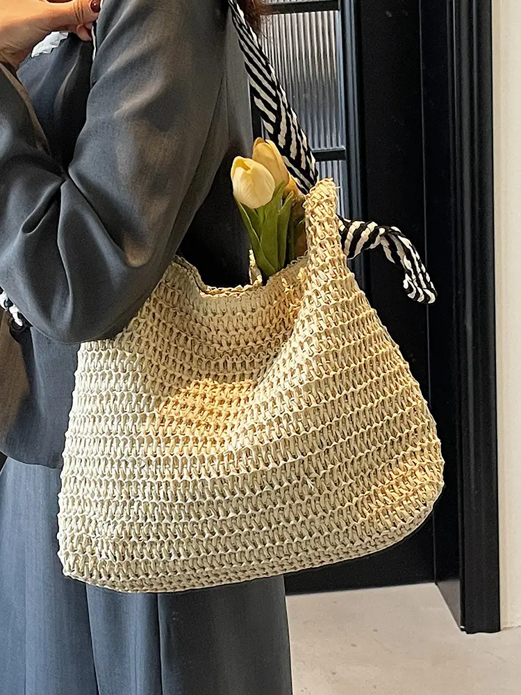 2025 Straw Tote Bag Women Casual Shoulder Bag Large Capacity - Image 6