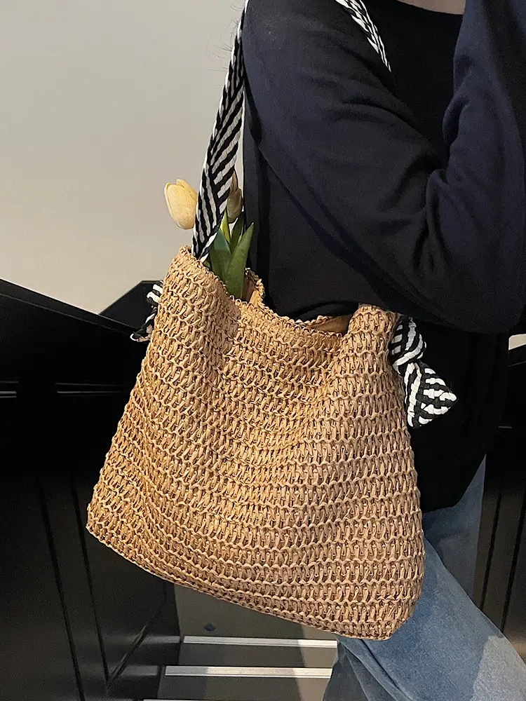 2025 Straw Tote Bag Women Casual Shoulder Bag Large Capacity - Image 7