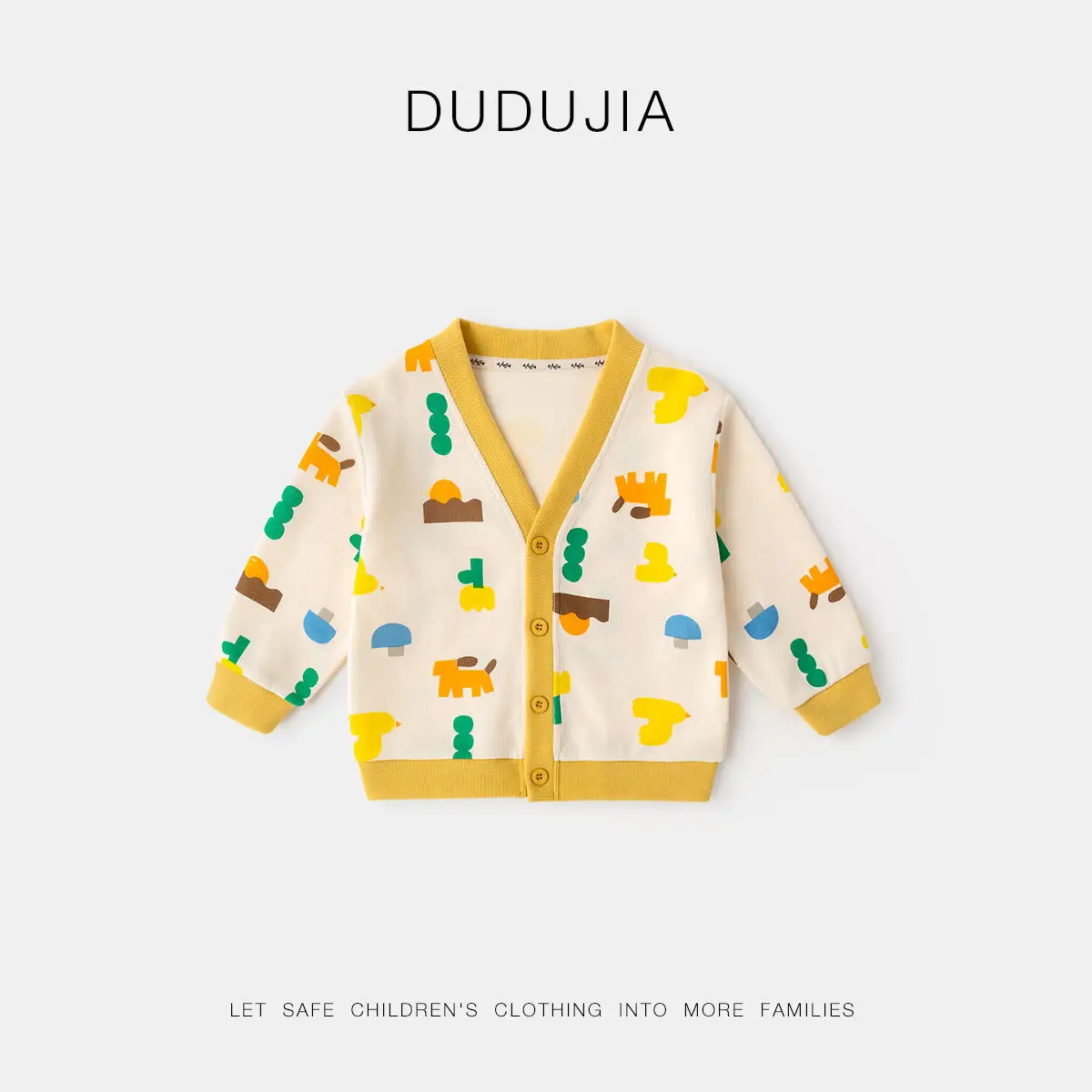 Dudu's Yellow Cardigan for Boys Spring Outfit - Image 8