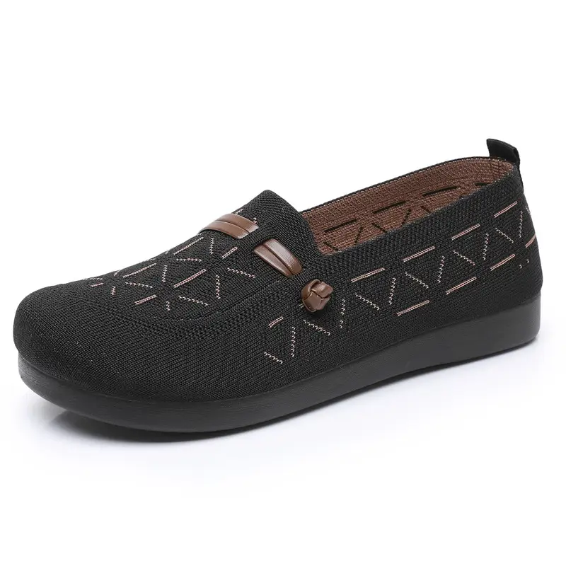 Spring New Style Old Beijing Cloth Shoes for Women, Fly-Knit Breathable Casual Loafers, Comfortable Slip-On Shoes for Middle-Aged and Elderly Mothers - Image 8