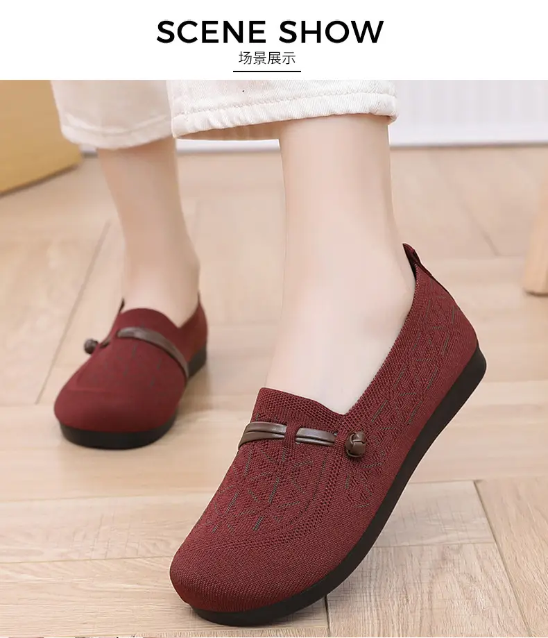 Spring New Style Old Beijing Cloth Shoes for Women, Fly-Knit Breathable Casual Loafers, Comfortable Slip-On Shoes for Middle-Aged and Elderly Mothers — feature 14