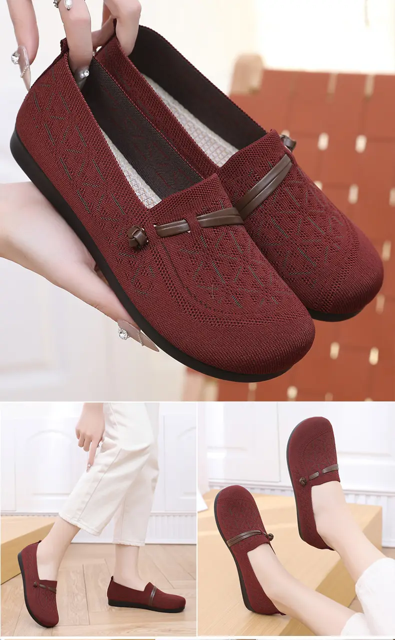 Spring New Style Old Beijing Cloth Shoes for Women, Fly-Knit Breathable Casual Loafers, Comfortable Slip-On Shoes for Middle-Aged and Elderly Mothers — feature 15