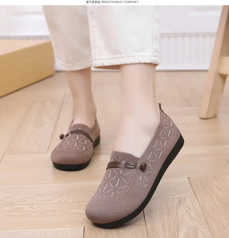 Spring New Style Old Beijing Cloth Shoes for Women, Fly-Knit Breathable Casual Loafers, Comfortable Slip-On Shoes for Middle-Aged and Elderly Mothers — feature 20