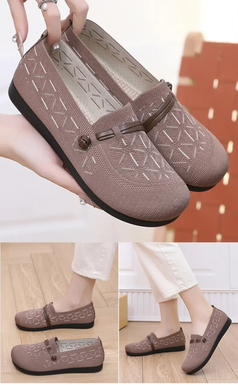 Spring New Style Old Beijing Cloth Shoes for Women, Fly-Knit Breathable Casual Loafers, Comfortable Slip-On Shoes for Middle-Aged and Elderly Mothers — feature 21