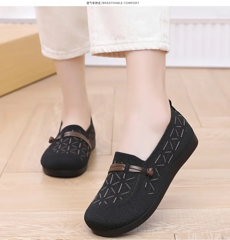 Spring New Style Old Beijing Cloth Shoes for Women, Fly-Knit Breathable Casual Loafers, Comfortable Slip-On Shoes for Middle-Aged and Elderly Mothers — feature 25