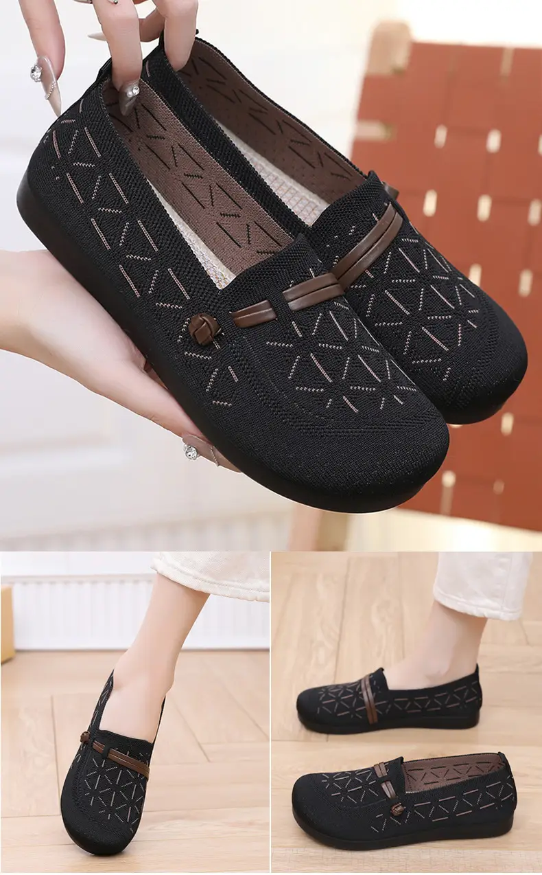 Spring New Style Old Beijing Cloth Shoes for Women, Fly-Knit Breathable Casual Loafers, Comfortable Slip-On Shoes for Middle-Aged and Elderly Mothers — feature 26