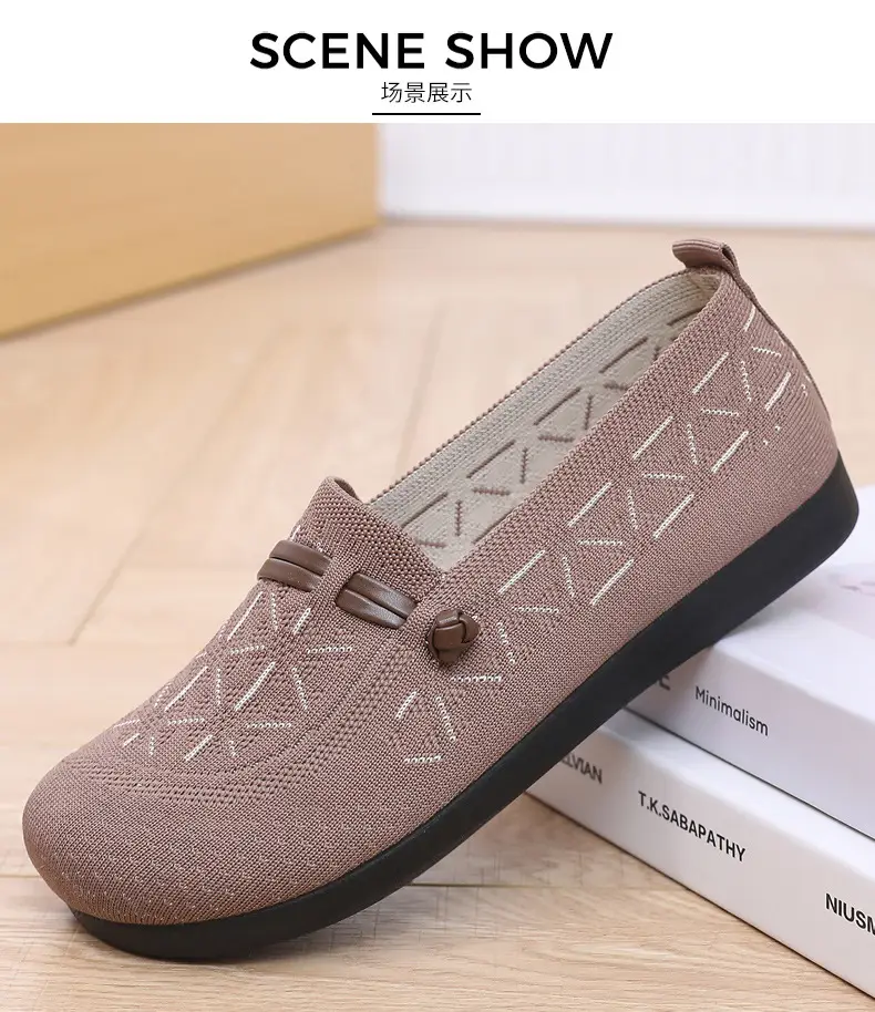 Spring New Style Old Beijing Cloth Shoes for Women, Fly-Knit Breathable Casual Loafers, Comfortable Slip-On Shoes for Middle-Aged and Elderly Mothers — feature 30