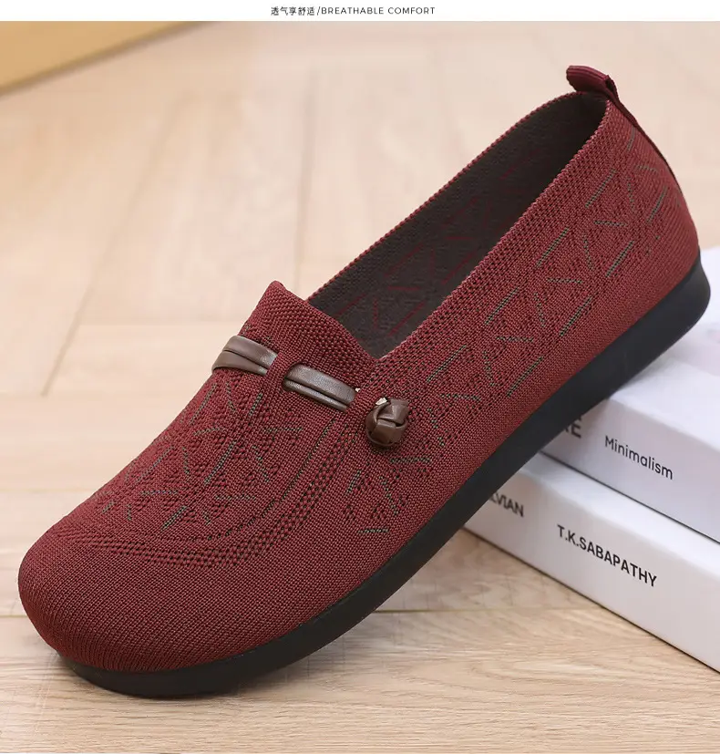 Spring New Style Old Beijing Cloth Shoes for Women, Fly-Knit Breathable Casual Loafers, Comfortable Slip-On Shoes for Middle-Aged and Elderly Mothers — feature 33