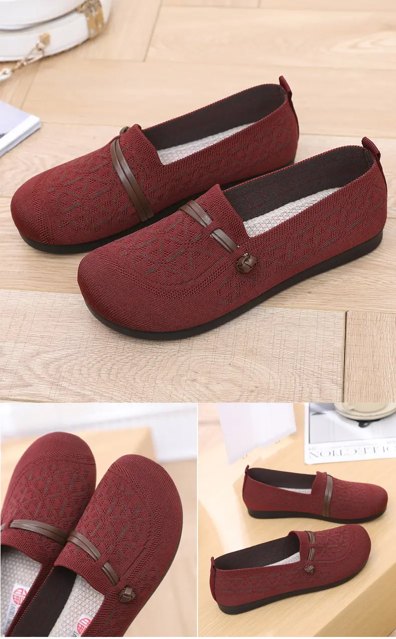 Spring New Style Old Beijing Cloth Shoes for Women, Fly-Knit Breathable Casual Loafers, Comfortable Slip-On Shoes for Middle-Aged and Elderly Mothers — feature 34