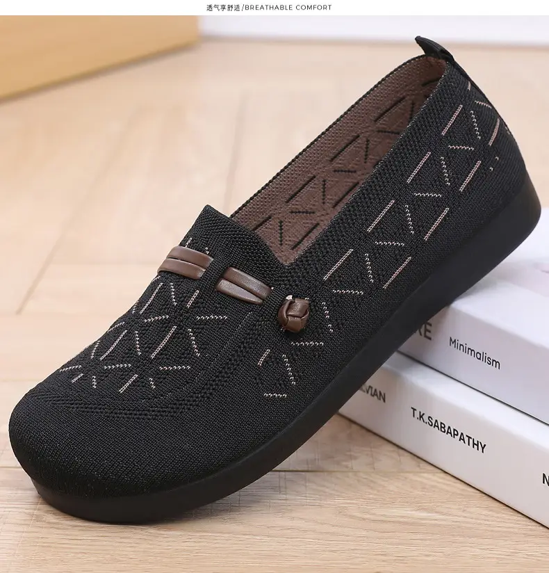 Spring New Style Old Beijing Cloth Shoes for Women, Fly-Knit Breathable Casual Loafers, Comfortable Slip-On Shoes for Middle-Aged and Elderly Mothers — feature 36