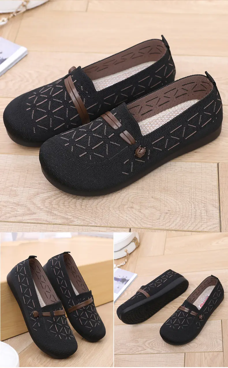 Spring New Style Old Beijing Cloth Shoes for Women, Fly-Knit Breathable Casual Loafers, Comfortable Slip-On Shoes for Middle-Aged and Elderly Mothers — feature 37