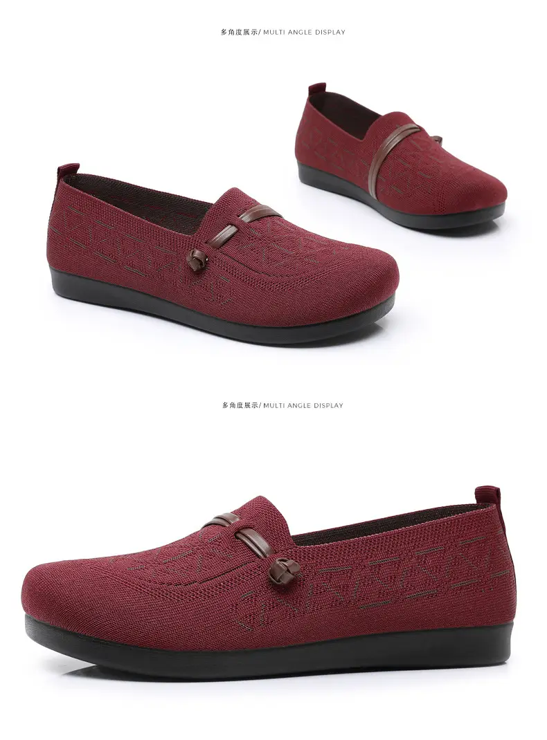 Spring New Style Old Beijing Cloth Shoes for Women, Fly-Knit Breathable Casual Loafers, Comfortable Slip-On Shoes for Middle-Aged and Elderly Mothers — feature 39