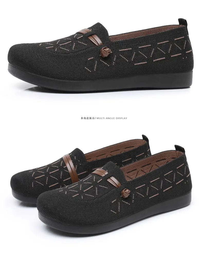 Spring New Style Old Beijing Cloth Shoes for Women, Fly-Knit Breathable Casual Loafers, Comfortable Slip-On Shoes for Middle-Aged and Elderly Mothers — feature 41