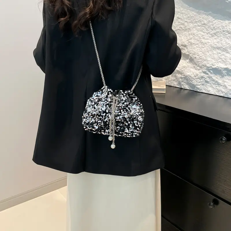 2026 Korean Style Sequin Bucket Bag for Women - Image 5